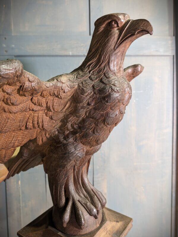 Pre-War Carved Oak Gothic Eagle Lectern with Elaborate Base