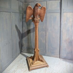 Mid Century Pedestal Base Oak Smaller Scale Eagle Lectern