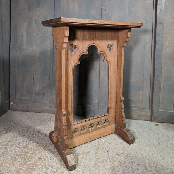 Antique Limed Oak Gothic Church Credence Table