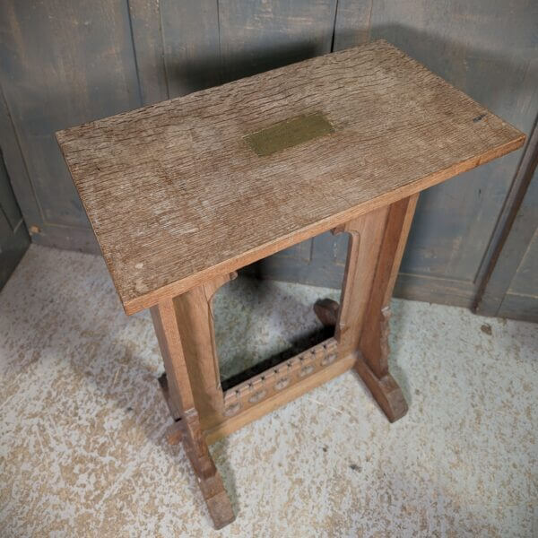 Antique Limed Oak Gothic Church Credence Table