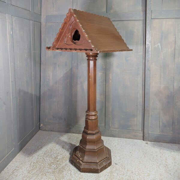 Simple Welsh Victorian Painted Faux Oak 'Pigeon Coop' Pedestal Church Lectern Ambo
