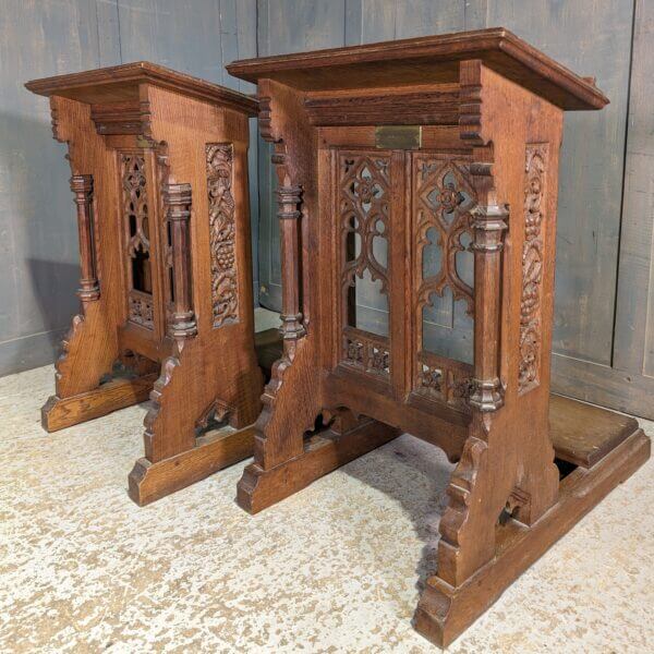 Top End Vintage Oak Carved Welsh Gothic Memorial Prayer Desks Prie Dieux