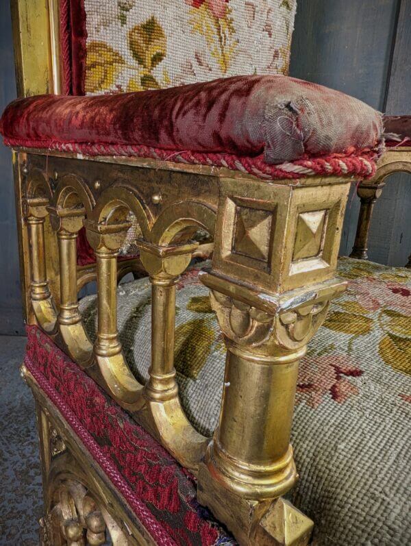 Fabulous Late 19th Century Antique French Gilded Church Throne