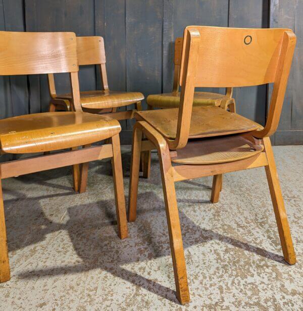 Set of 4 Large Run of 1963 Vintage 'Blue Circle' Plywood Classic Stacking Chairs