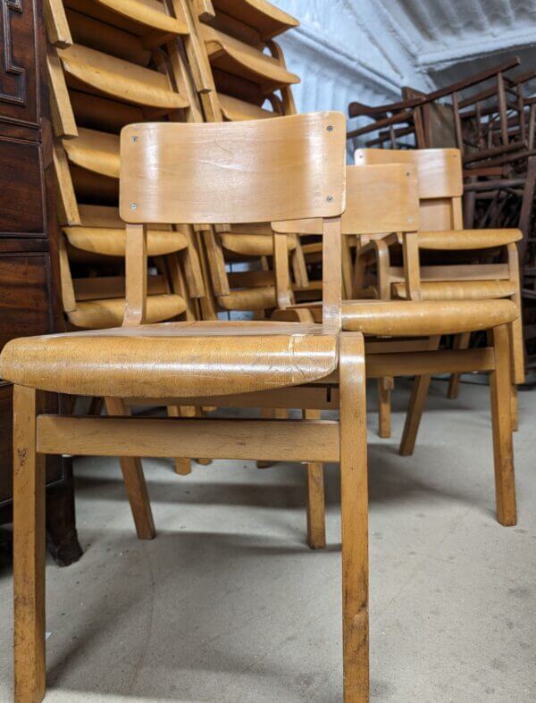 Set of 4 Large Run of 1963 Vintage 'Blue Circle' Plywood Classic Stacking Chairs