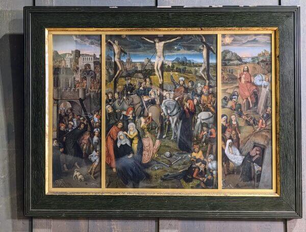 Antique Arundel Society Colour Triptych Lithograph of Hans Memling's 1491 'Altar of the Passion'