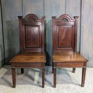 Greco-Romano Style Sombre Oak Antique Church Clergy Chairs from Wesley Methodist Church West Bromwich