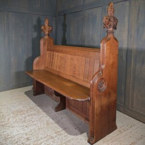 Beautiful Honey Oak 1894 Antique Gothic Choir Pews Benches from St John Clevedon