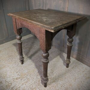 Small Gently Faded Antique Oak Church Credence Table with Baluster Legs