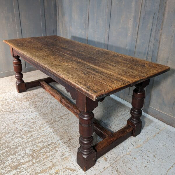 Larger than average Vintage Oak Cannon Leg 17th Century Style Refectory Table
