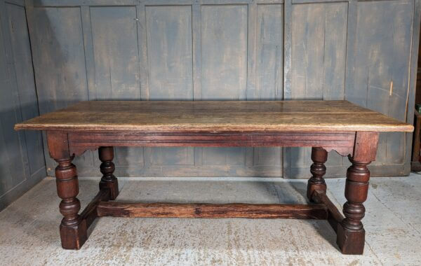Larger than average Vintage Oak Cannon Leg 17th Century Style Refectory Table