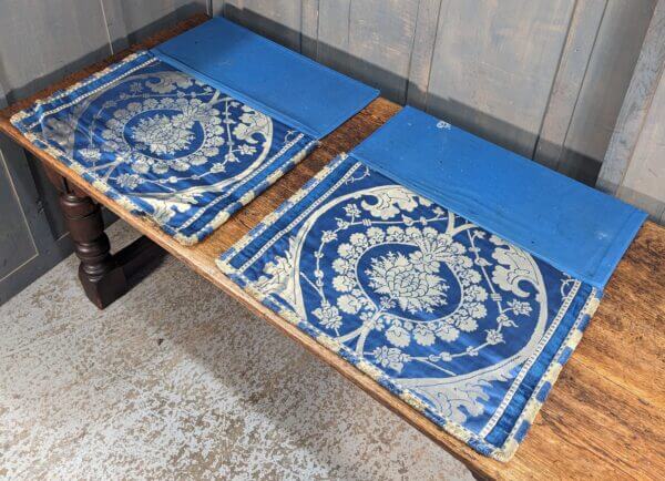 Pair of Larger Size Vintage Blue Damask Church Lectern Falls from St David's Wrexham
