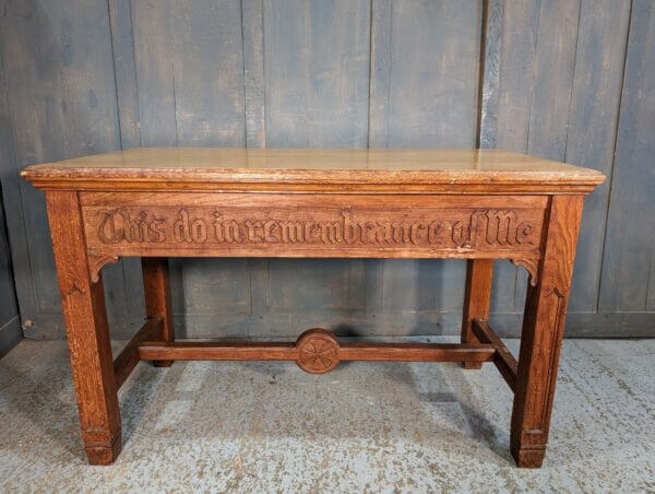 Classic Heavy Pale Oak Vintage 'This Do In Remembrance Of Me' Communion Altar Table