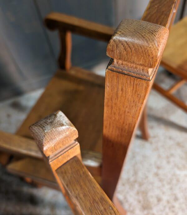 Classic Vintage Mid Century Pale Oak Set of 3 Church Clergy Minsters Chairs