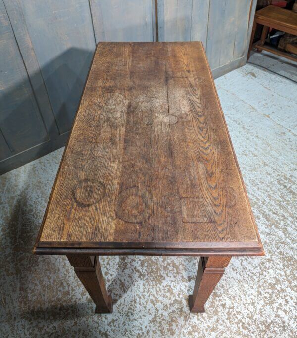 1950's English Utility Style Solid Oak Church Table