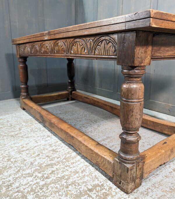 17th Century Oak Refectory Table Incorporating 17th Century Timber Including Gadroons In Front