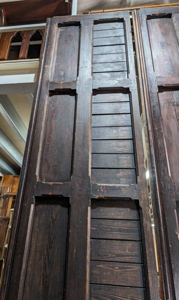 Three Long Dark Stained Victorian Pitch Pine Church Panels Panelling