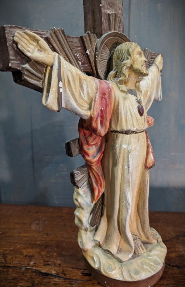 All-in-One French Peasant Vintage Sacred Heart Resurrection & Crucifixion of Christ