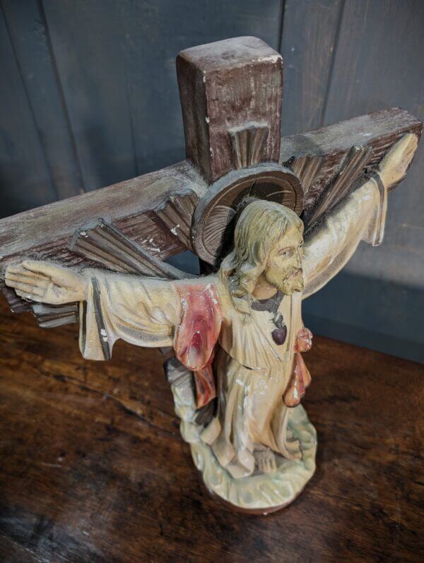 All-in-One French Peasant Vintage Sacred Heart Resurrection & Crucifixion of Christ