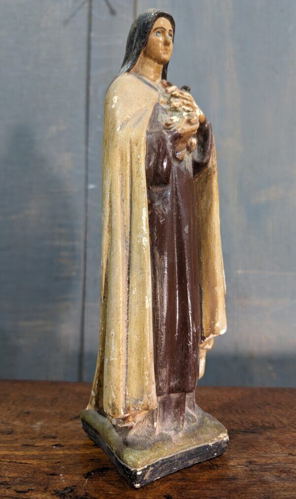 Crude & Dusty Small French Antique Religious Figure of St Terese The Little Flower
