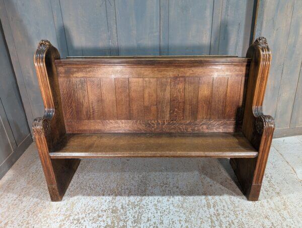 Imposing High Back Antique Gothic Oak Choir Pew from St Mary’s Northop Hall