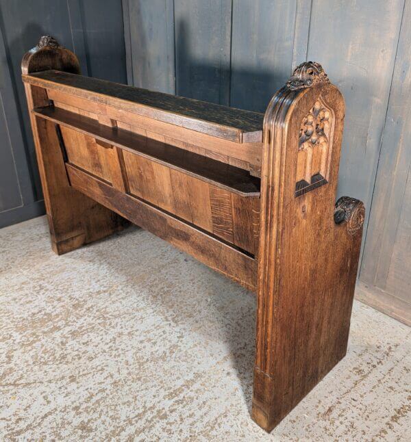 Imposing High Back Antique Gothic Oak Choir Pew from St Mary’s Northop Hall