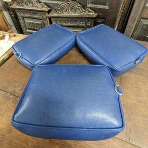Hard Wearing Blue Vinyl Church Hassocks Cushions Kneelers with Brass Hangers