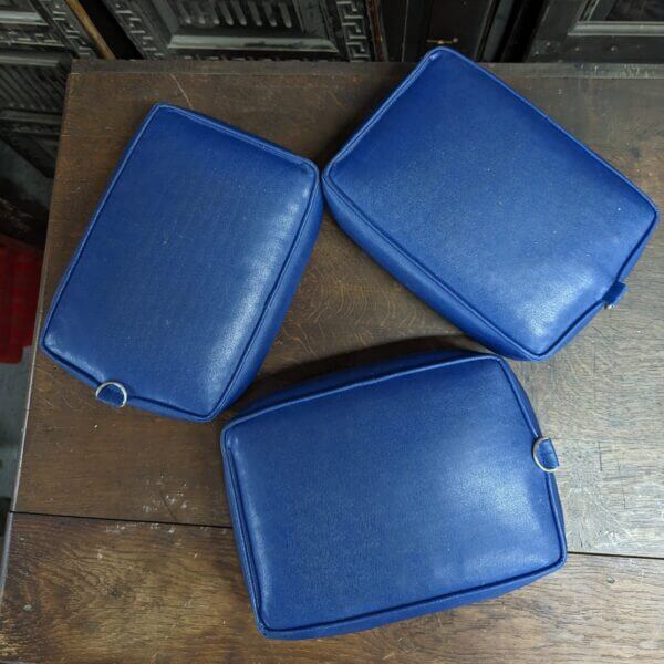 Hard Wearing Blue Vinyl Church Hassocks Cushions Kneelers with Brass Hangers