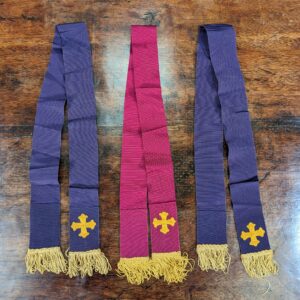 Set of 3 Vintage Bible Bookmarks (2 purple, 1 burgundy) with Crosses