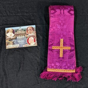 Purple Damask & Satin Stole with Greek Cross made from Orphreys