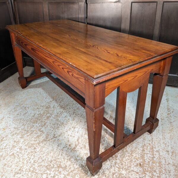 Large 1930 Vintage Pitch Pine Deco Church Communion Hall Table from Holy Trinity Chesham