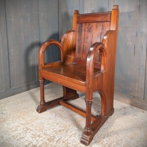 Attractive Antique Quarter Sawn Pitch Pine Clergy Throne Chair from Holy Trinity Baptist Church Chesham