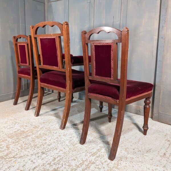 Set of Three Late Victorian Mahogany & Red Velvet Clergy Chairs from Holy Trinity Chesham