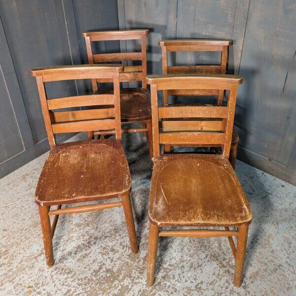 Set of 4 St John's Newbold Ladderback 1960's Vintage Beech Church Chapel Chairs