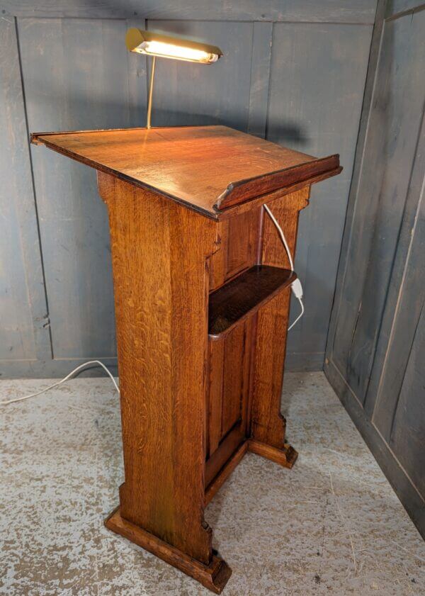 Good Quality Oak 'Cross' Church Reading Desk Ambo Lectern 1950's Vintage