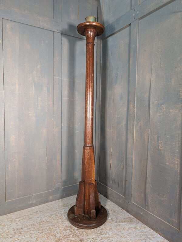 1930's Vintage Tall Oak Church Paschal Candlestick from St John's Newbold