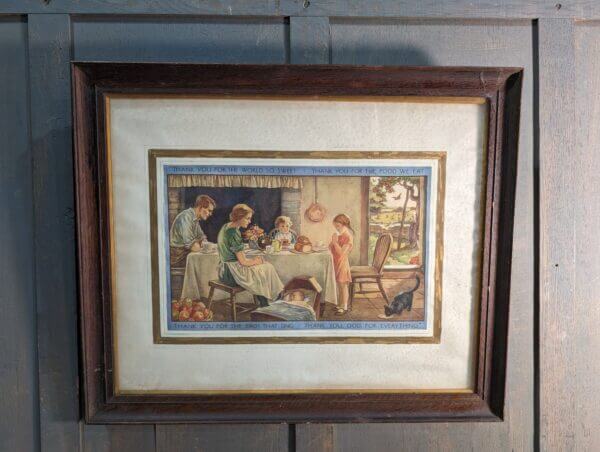 Ultra Charming Children's Sunday School Framed Print of 'Thank you for the World so Sweet' by Nina Brisley 1930's Vintage
