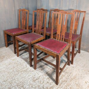 Set of 1930's Vintage Art Deco Styled Oak Dining Chairs from Chesham