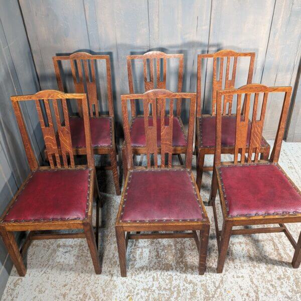Set of 1930's Vintage Art Deco Styled Oak Dining Chairs from Chesham