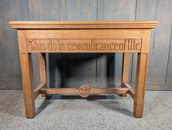 Nice Smaller Size Oak 1950's Vintage 'This Do In Remembrance Of Me' Altar Communion Table