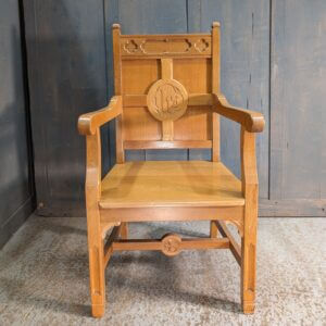 Mid Century 1960's Vintage Classic Oak Church Minister Throne Chairs from St John's Newbold