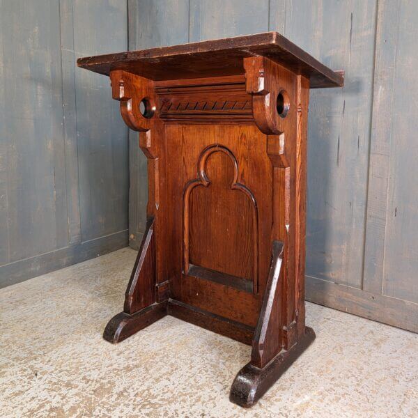 Victorian Simple Gothic Pitch Pine Ambo Reading Desk Lectern from Holy Trinity Chesham