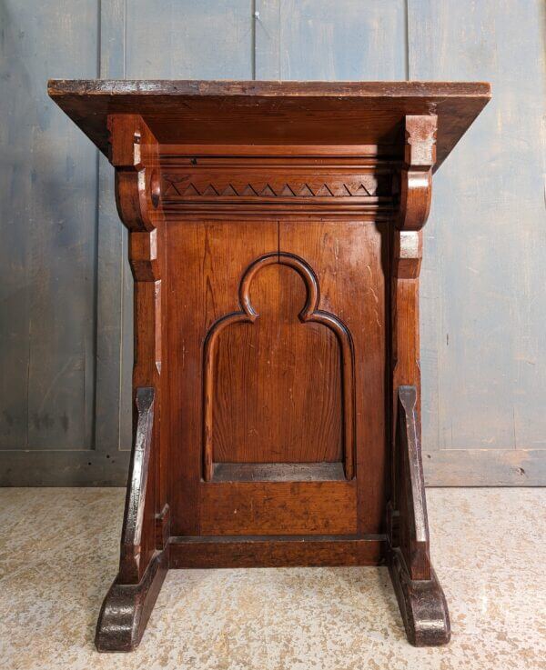 Victorian Simple Gothic Pitch Pine Ambo Reading Desk Lectern from Holy Trinity Chesham