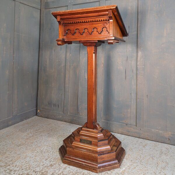 Victorian Style Baltic Pine Church Pedestal Lectern from Holy Trinity Chesham