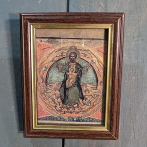 Small Print of Ancient Byzantine Icon Showing God Angels & Christ Child