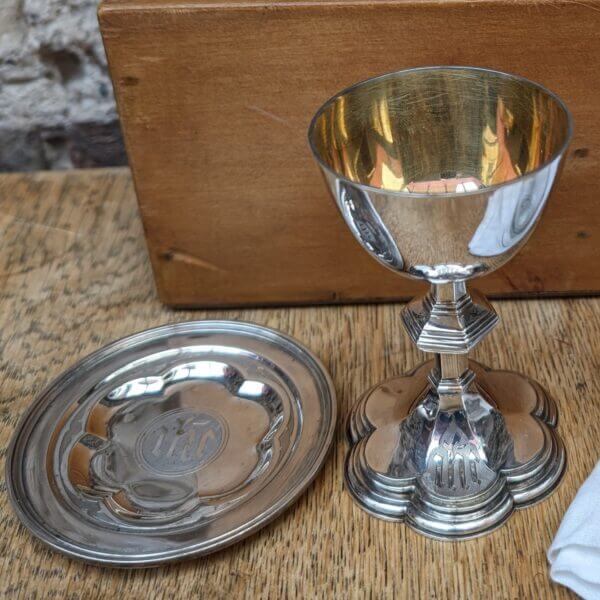 Edward Charles Brown 1870 Victorian Ecclesiastical Silver Communion Travel Set in Fitted Wooden Case