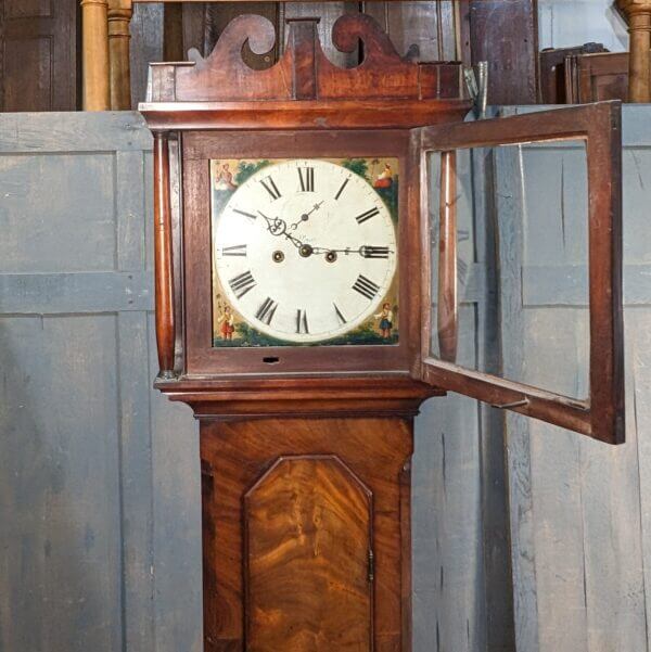 Early 1800's Late Georgian Mahogany Grandfather Clock with Exotic Characters