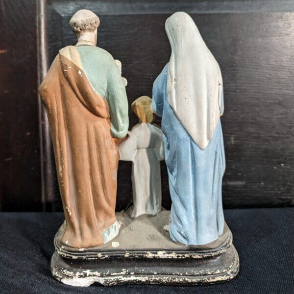 Antique Rustic French Statue Group Fairing of the Holy Family