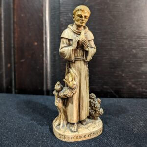 Charming Small Faux Wooden Statue of St Francis of Assisi