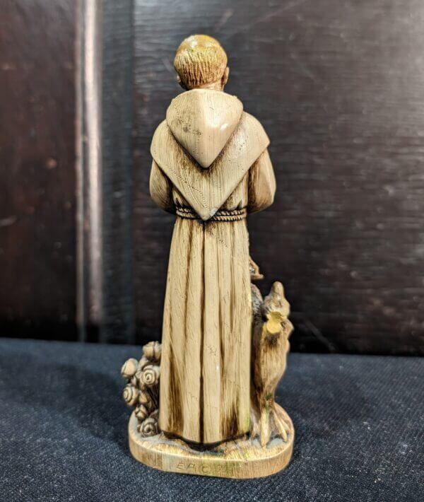 Charming Small Faux Wooden Statue of St Francis of Assisi